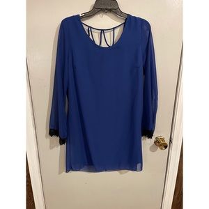 Royal blue, 3/4 sleeve w/ lace trim dress